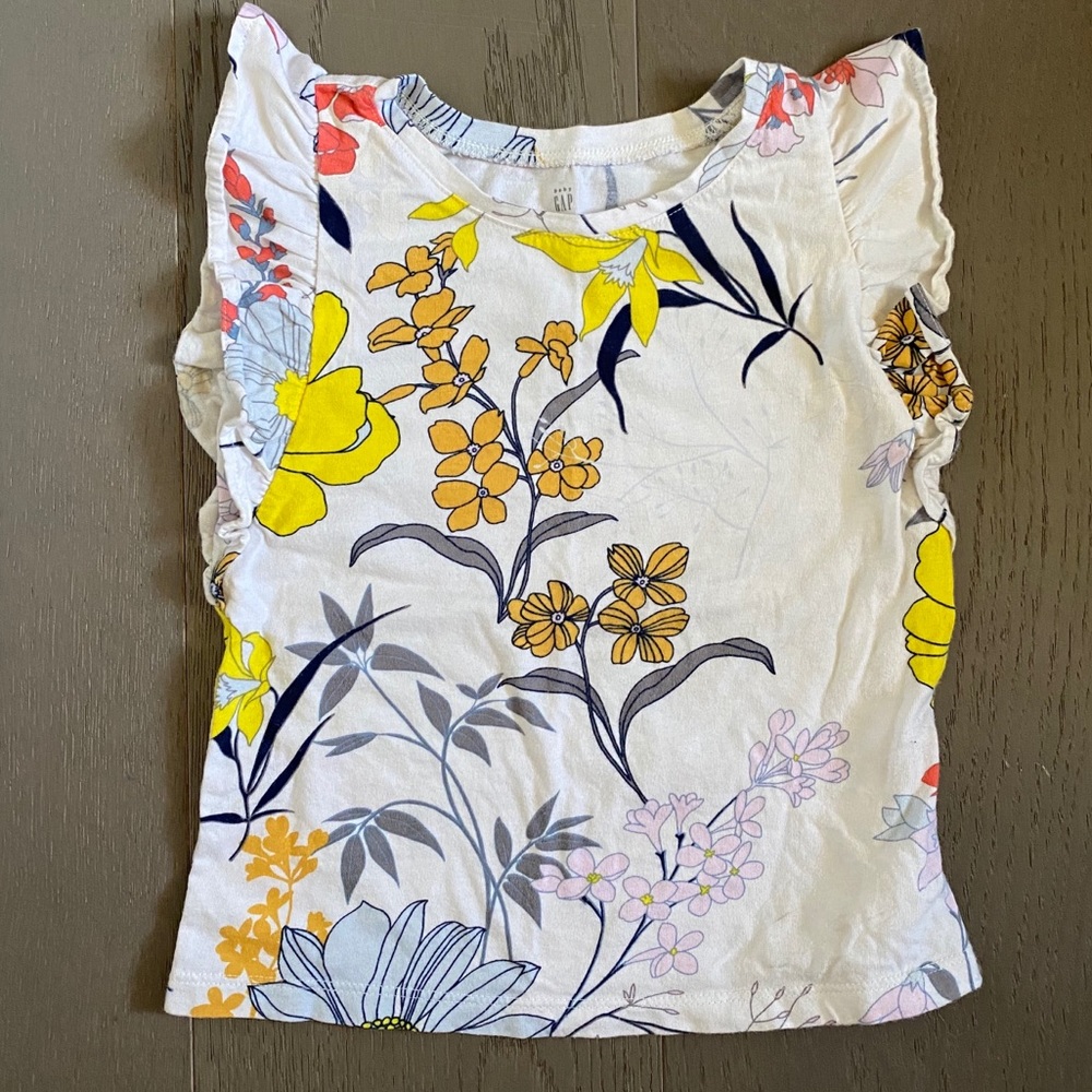 Baby Gap Floral Ruffle Trim Top